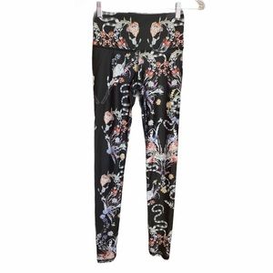 Noli Active Black Floral Snake Print Leggings, XS